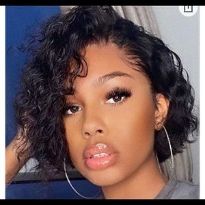 8 Inch human hair curly lace front wig